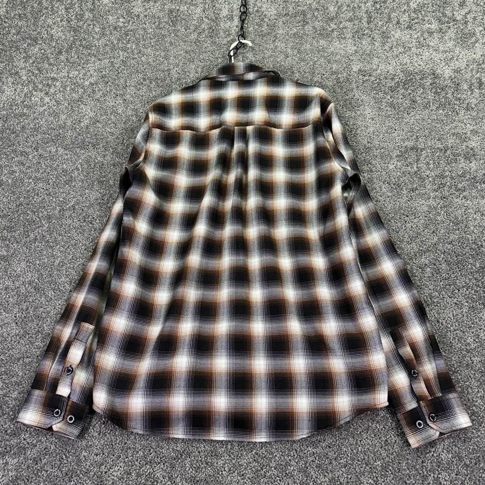 Dixxon Shirt Mens Large Tall Brown Plaid Flannel Long Sleeve Button Bondo Bucket - Picture 2 of 6
